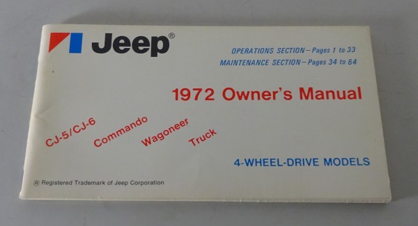 Owner´s Manual / Handbook Jeep Wagoneer / Jeep CJ-5 / Jeep CJ-6... from 1972