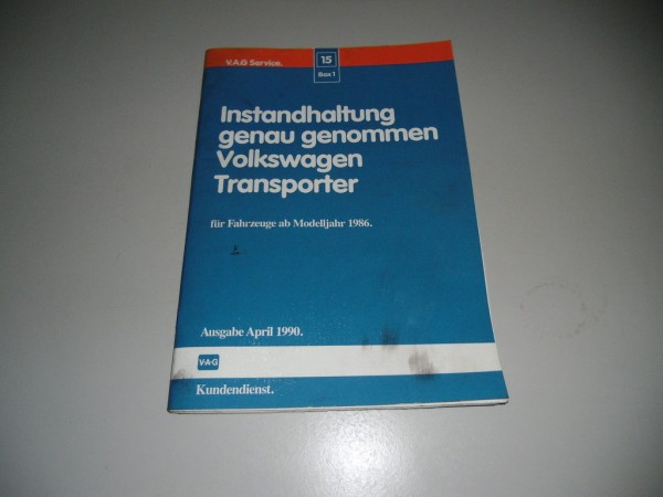 Werkstatthandbuch Instandhaltung VW Transporter T3 Stand 04/1990