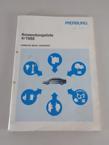 Teilekatalog / Anwendungsliste Pierburg für Mercedes Benz Stand 01/1988