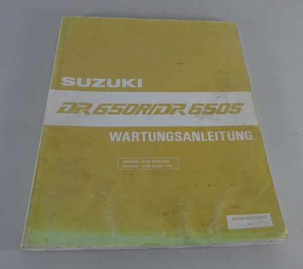 Werkstatthandbuch / Wartungsanleitung Suzuki DR 650 R / DR 650 S Stand 01/1990