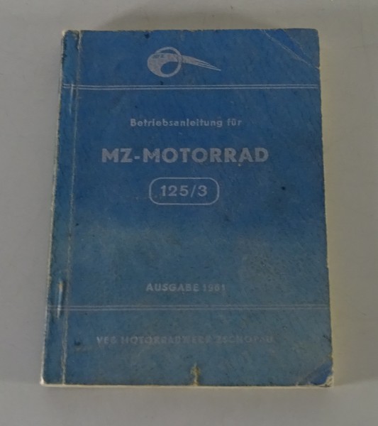 Betriebsanleitung / Handbuch MZ Motorrad RT 125/3 Stand 1961, 7. Auflage