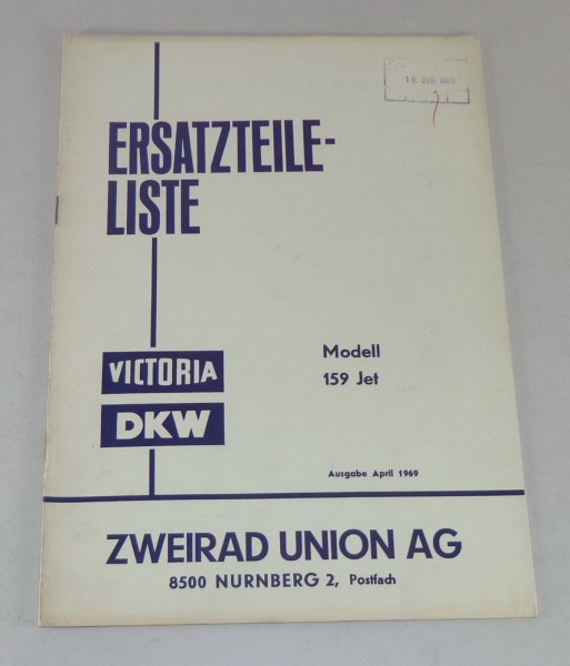 Teilekatalog / Ersatzteilliste Victoria / DKW Modell 159 Jet Stand 04/1969