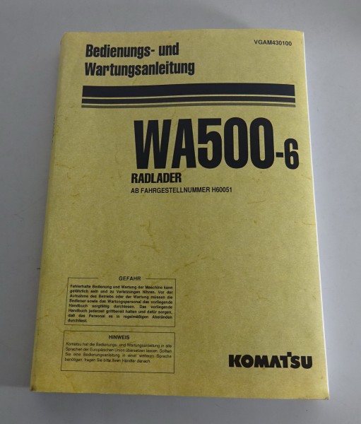 Betriebsanleitung / Handbuch Komatsu Radbagger WA500-1 Stand 09/2006