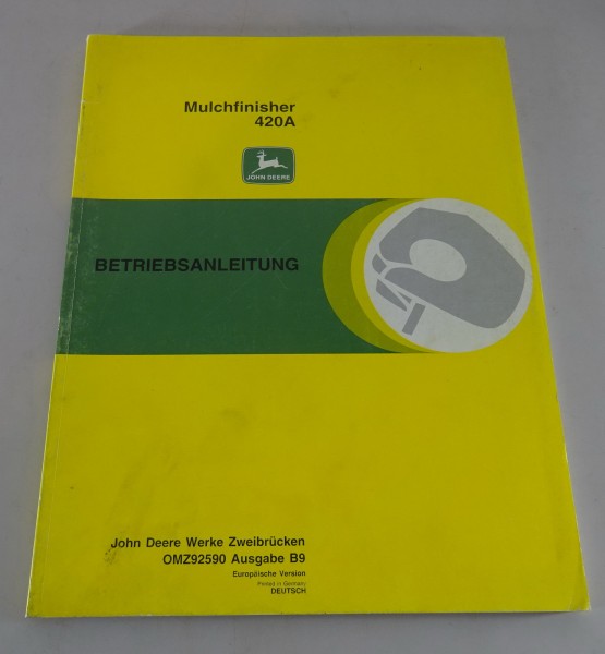Betriebsanleitung / Handbuch John Deere Mulchfinisher 420A