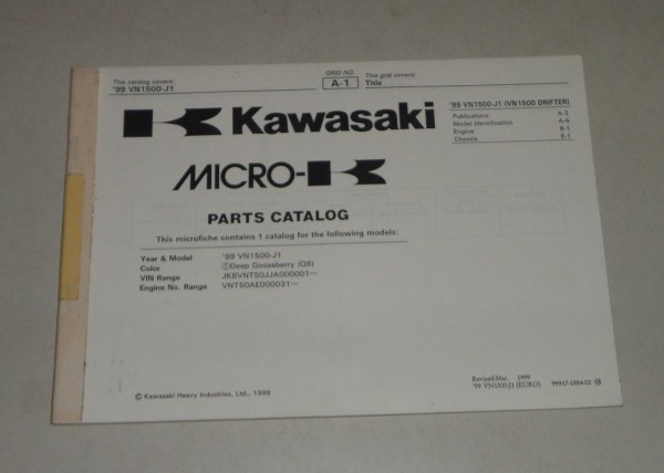 Teilekatalog / Ersatzteilliste / Parts List Kawasaki VN 1500 J 1 von 1999