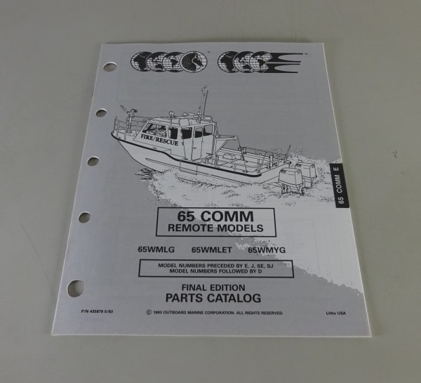 Teilekatalog Johnson Evinrude Außenborder / Outboards 65 Comm Remote Models 1993
