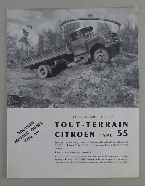 Prospekt / Broschüre Citroen LKW Typ 55 Tout Terrain Stand 11/1958 frz.