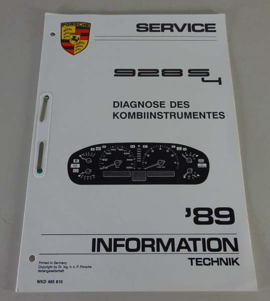 Werkstatthandbuch / Diagnose Kombiinstrument Porsche 928 S4 Stand 11/1988