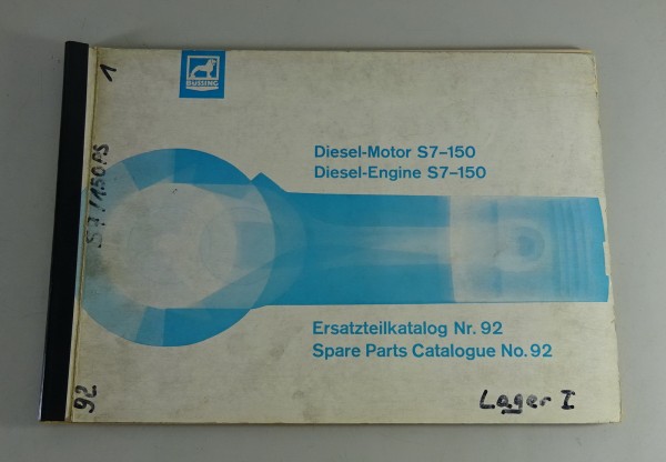 Teilekatalog / Ersatzteilliste Büssing Unterflur-Dieselmotor S7-150 Stand 7/1964