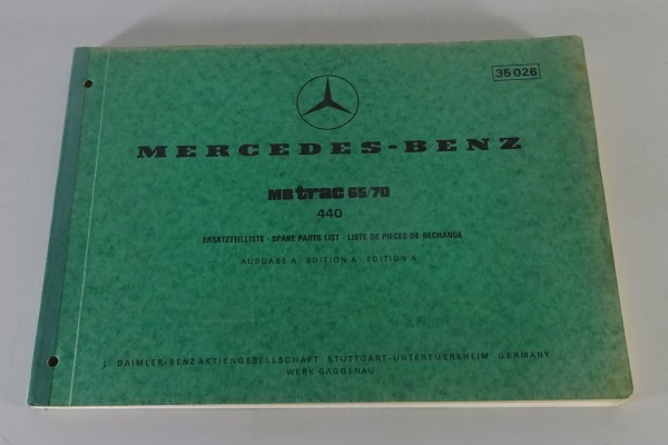 Teilekatalog Fahrgestell & Aufbau Mercedes Benz MB Trac 65 / 70 Typ 440 von 1973