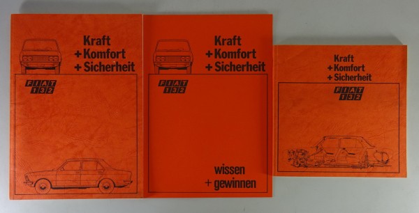 Verkäuferschulung Fiat 132 - 3 Unterlagen zu Kraft, Komfort, Sicherheit '1970er