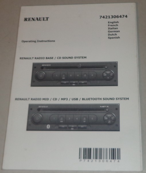 Betriebsanleitung Renault Autoradio Renault Radio Base / CD Sound System