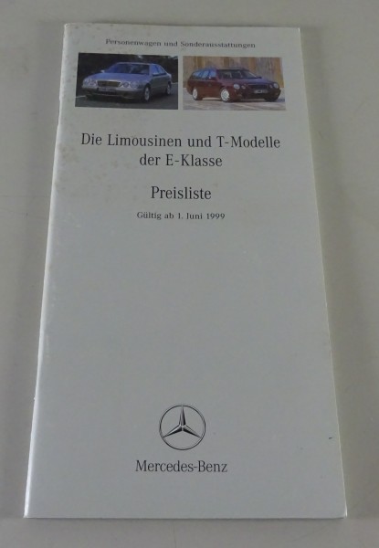 Preisliste Mercedes Benz E-Klasse W210 / S210 gültig ab 01/06/1999
