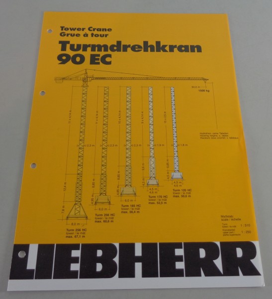 Datenblatt / Technische Beschreibung Liebherr Turmdrehkran 90 EC von 12/1990