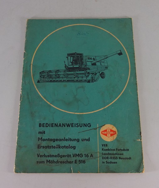 Bedienungsanleitung + Ersatzteilekatalog Verlustmeßgerät VMG 16 A Stand 1983