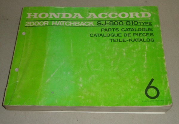 Teilekatalog Parts Catalogue Honda Accord Hatchback Type SJ 800 / 810 St. 1978