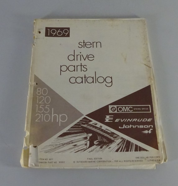Teilekatalog OMC Evinrude Johnson Stern Drives Drivers 80-210 PS Models von 1969