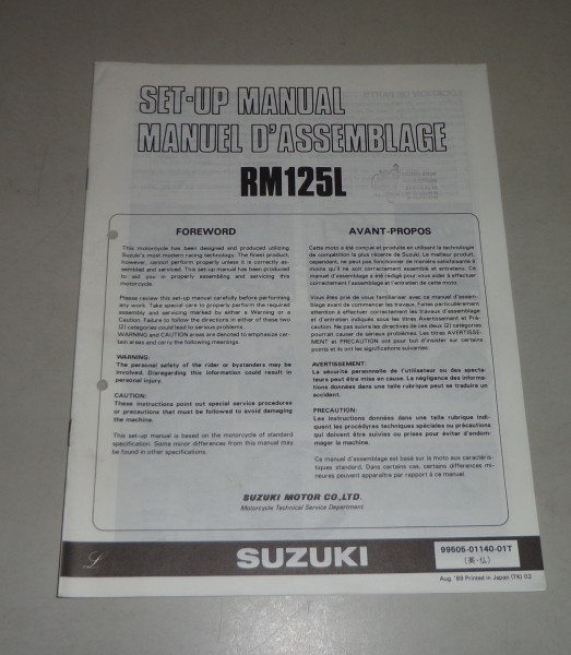 Montageanleitung / Set Up Manual Suzuki RM 125 Stand 08/1989