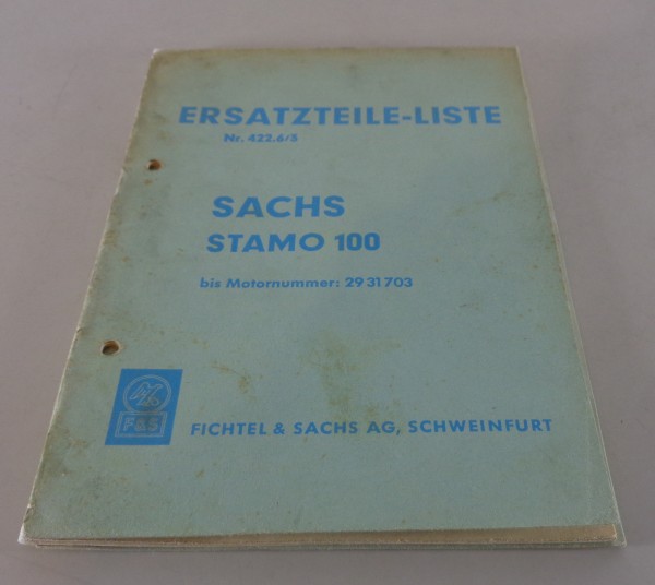 Teilekatalog / Ersatzteilliste Sachs Motor Stamo 100 + Preisliste Nr. 422.6/3