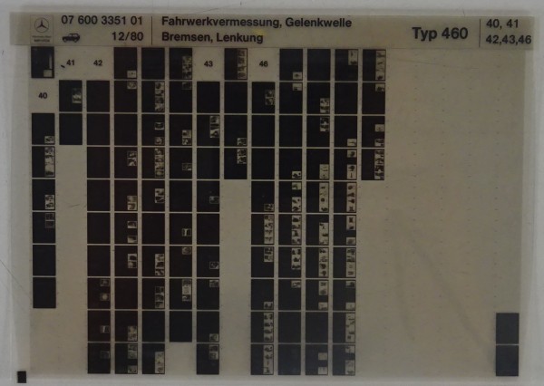 Microfich Werkstatthandbuch Mercedes-Benz G-Modell W460 Fahrwerkvermessung 1980
