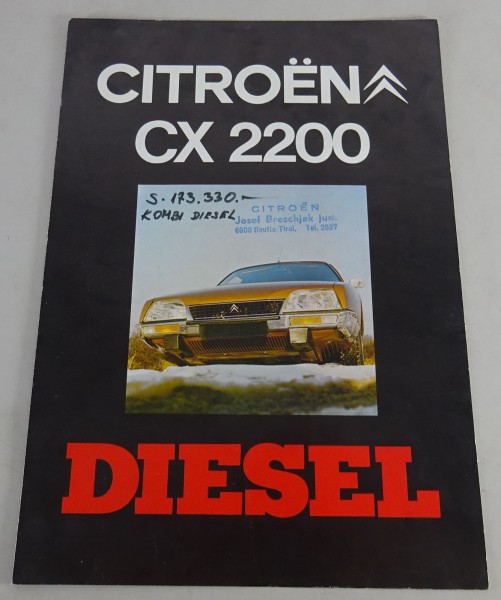 Prospekt / Broschüre Citroen CX 2200 Diesel