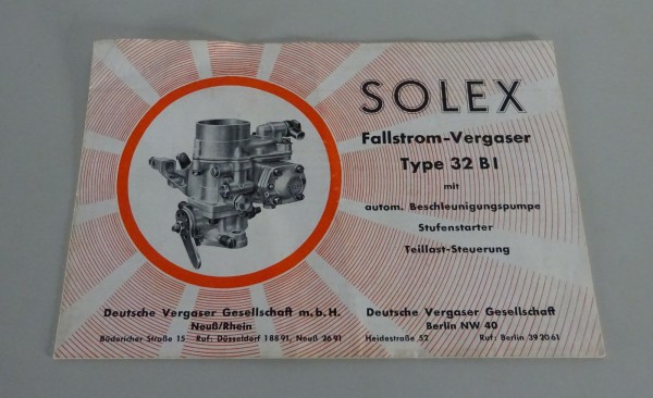 Handbuch Solex Fallstromvergaser Type 32 BI