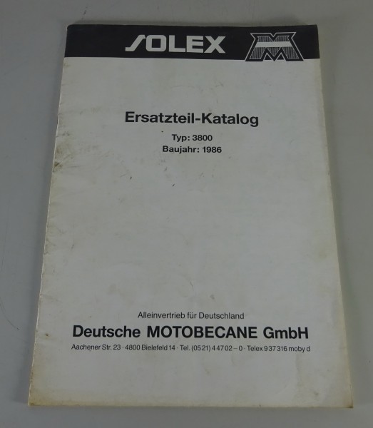 Teilekatalog / Ersatzteilliste Velosolex 3800 Motobecane Stand 1986