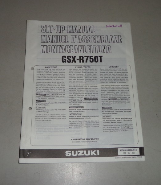 Montageanleitung / Set Up Manual Suzuki GSX-R 750 Stand 10/1995