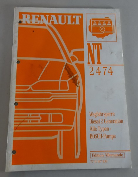 Werkstatthandbuch Renault Wegfahrsperre Alle Typen 1995