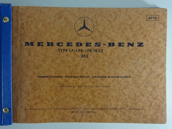 Teilekatalog Mercedes Benz LKW LP, LPS, LPK 1632 Baumuster 363 von 1971 (30121)