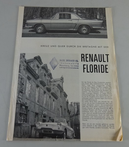Prospekt Sonderdruck Auto Motor Sport Renault Floride 845ccm / 40PS von 12/1959