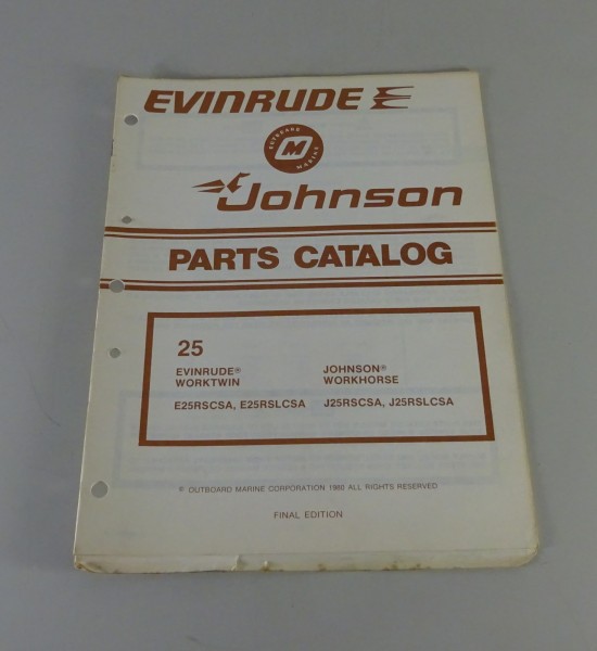 Teilekatalog OMC Evinrude Johnson Outboards 25 PS Models von 1980
