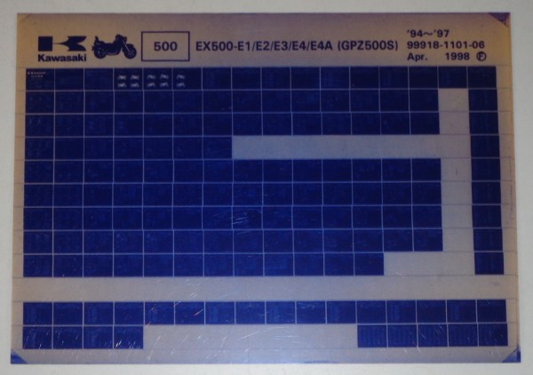 Microfich Ersatzteilkatalog Kawasaki GPZ500s EX500 E1/E4 Model 94-97 Stand 04/98