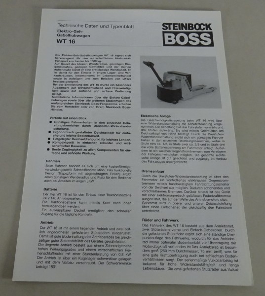 Technisches Datenblatt/ Typenblatt Steinbock Boss Gabelstapler WT 16 Stand 06/94