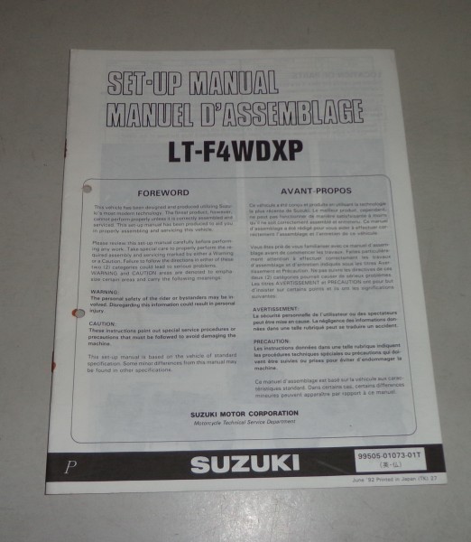 Montageanleitung / Set Up Manual Suzuki LT-F4 WDX Stand 06/1992