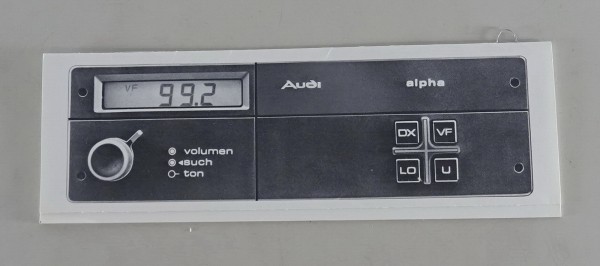 Betriebsanleitung Audi Autoradio Alpha 80 B3 / 100 Typ 44 von 07/1986