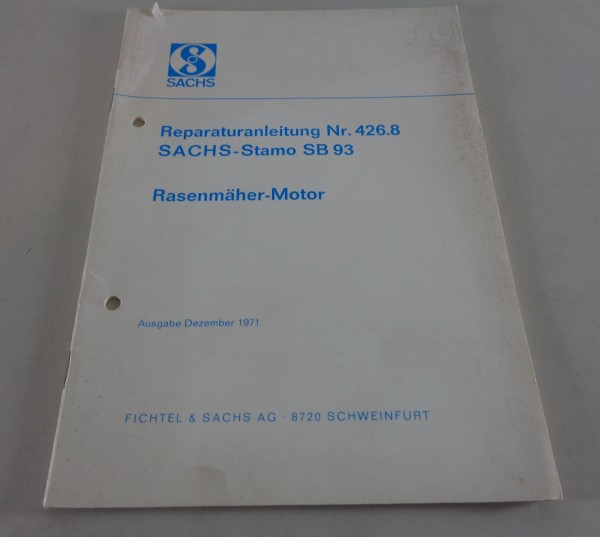 Reparaturanleitung Sachs Motor Stamo SB 93 Rasenmäher - Motor Stand 12/1971