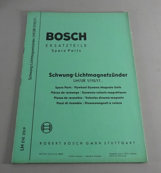 Teilekatalog Bosch Schwung-Lichtmagnetzünder LM/UR 1/115/17.. Stand 04/1965