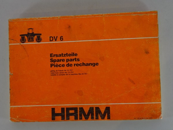 Teilekatalog / Parts list Hamm Walze DV 6 von 10/1987