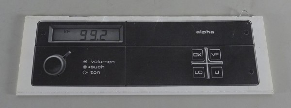Betriebsanleitung Bedienungsanleitung Audi / VW für das Auto - Radio alpha 07/84