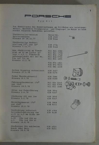 Werkstatthandbuch Porsche 911 / 930 / 924 / 928 Kundendienst Qualitätsbericht