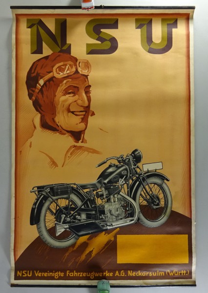 Poster / Werbeplakat / Banner / Werbung NSU OSL Modell 1930er Jahre original NSU