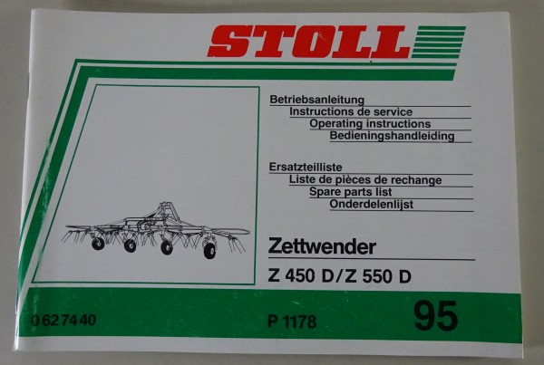 Teilekatalog / Betriebsanleitung Stoll Zettwender Z 450 / 550 D Stand 1995
