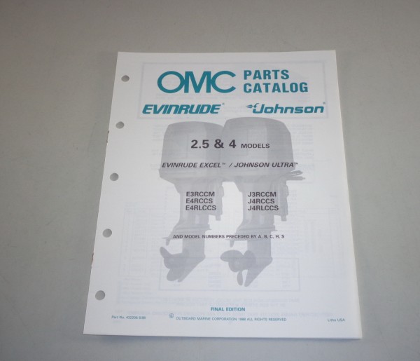 Teilekatalog / Parts List OMC Johnson Evinrude Außenborder 2.5 + 4 Models v.1988