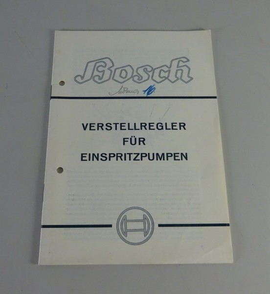 Handbuch Bosch Verstellregler für Einspritzpumpen Stand 09/1936
