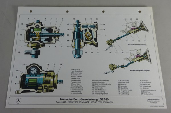 Schnittbild Mercedes-Benz W126 S-Klasse Servolenkung LSE 090 Stand 08/1980
