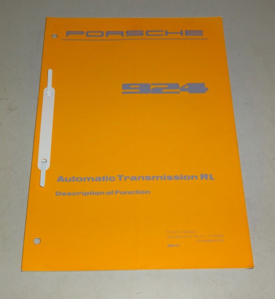 Service Manual / Service Information Porsche 924 Automatic Transmission RL 1977