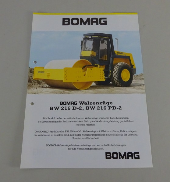 Prospektblatt / Broschüre Bomag Walzenzüge BW 216 D-2 / 216 PD-2 Stand 05/1994