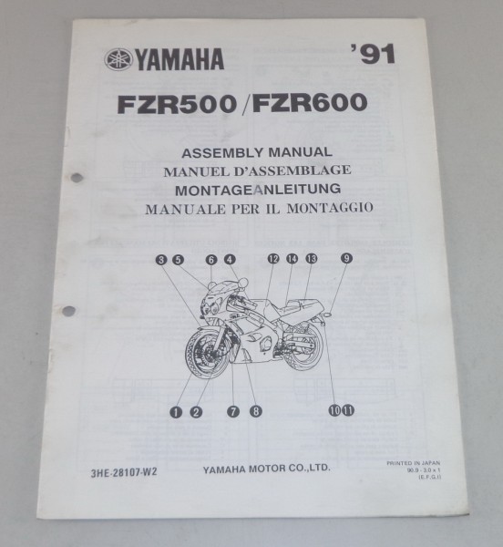 Montageanleitung / Set Up Manual Yamaha FZR 500 / FZR 600 Stand 1991