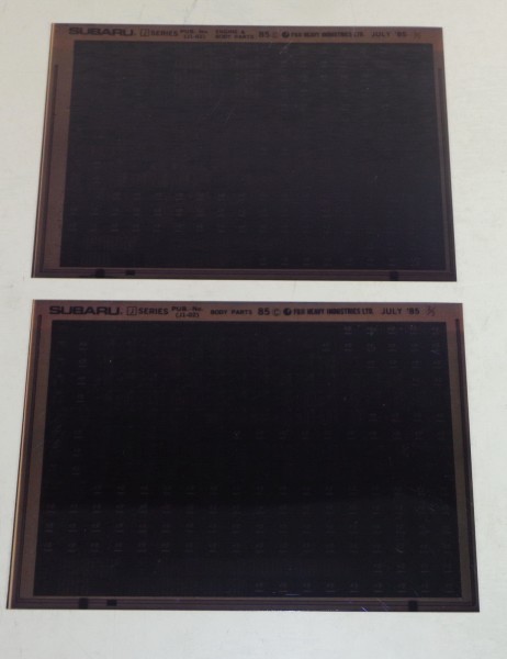 Microfich Teilekatalog Subaru Justy ( J-Serie ) Baujahr 1985 Stand 07/1985